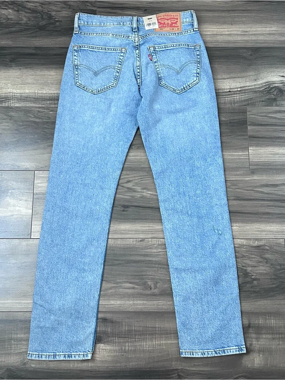 Levi's 511 Slim Fit Leg Patch Work Distressed Jeans Men’s Size 29x30 Light Wash